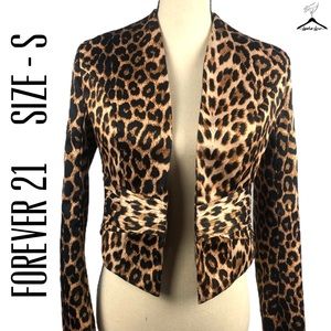 Forever 21 Gold Leopard Print Long Sleeve Jacket